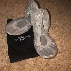 Yosi Samra Silver Glitter Flats